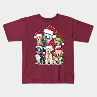 Merry Christmas Puppy Squad Dogs Kids T-Shirt